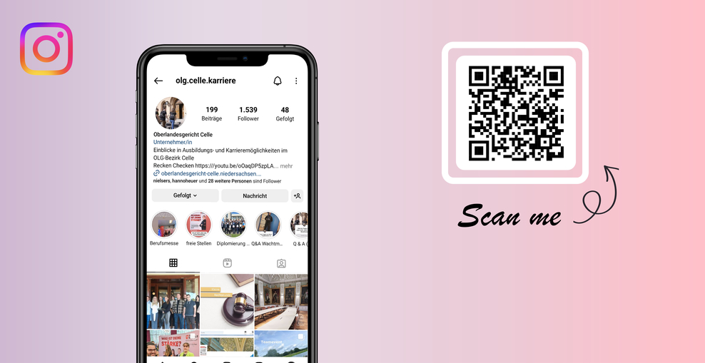 Instagramzugang der Justiz mit QR-Code